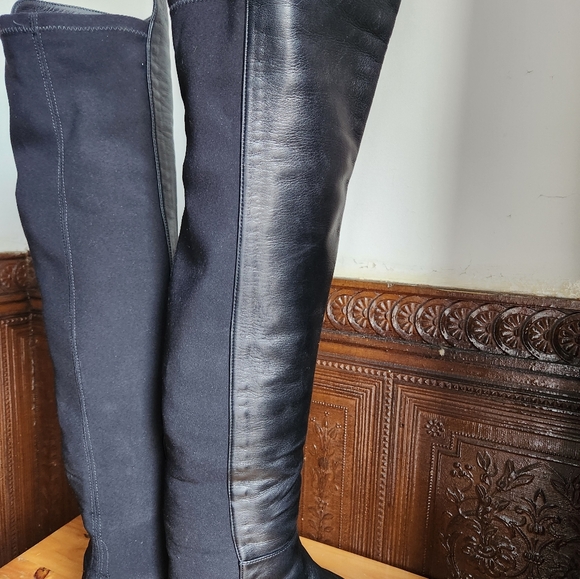 Stuart Weitzman 5050 OTK Black Leather Boots - 11M - Picture 7 of 11
